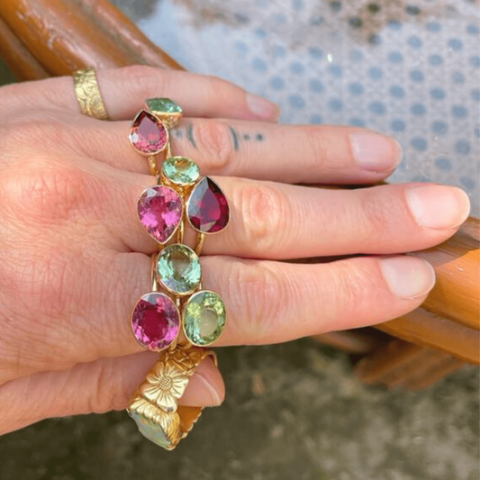 Jalli pink-oranger Turmalin Ring 18kt (Tropfen) S