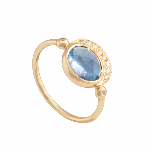 Luna Aquamarin, Diamant Ring 18kt. Gold