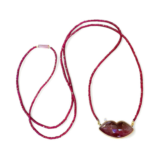 Rubinkette mit Turmalin Lippe 18 kt