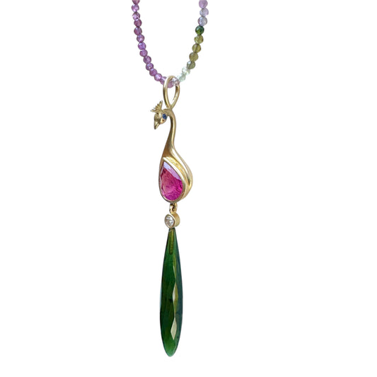 Peacock Turmalin Anhänger 18kt Gold