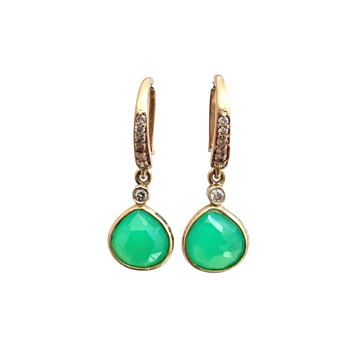Chrysopras Diamant Ohrhänger 18kt