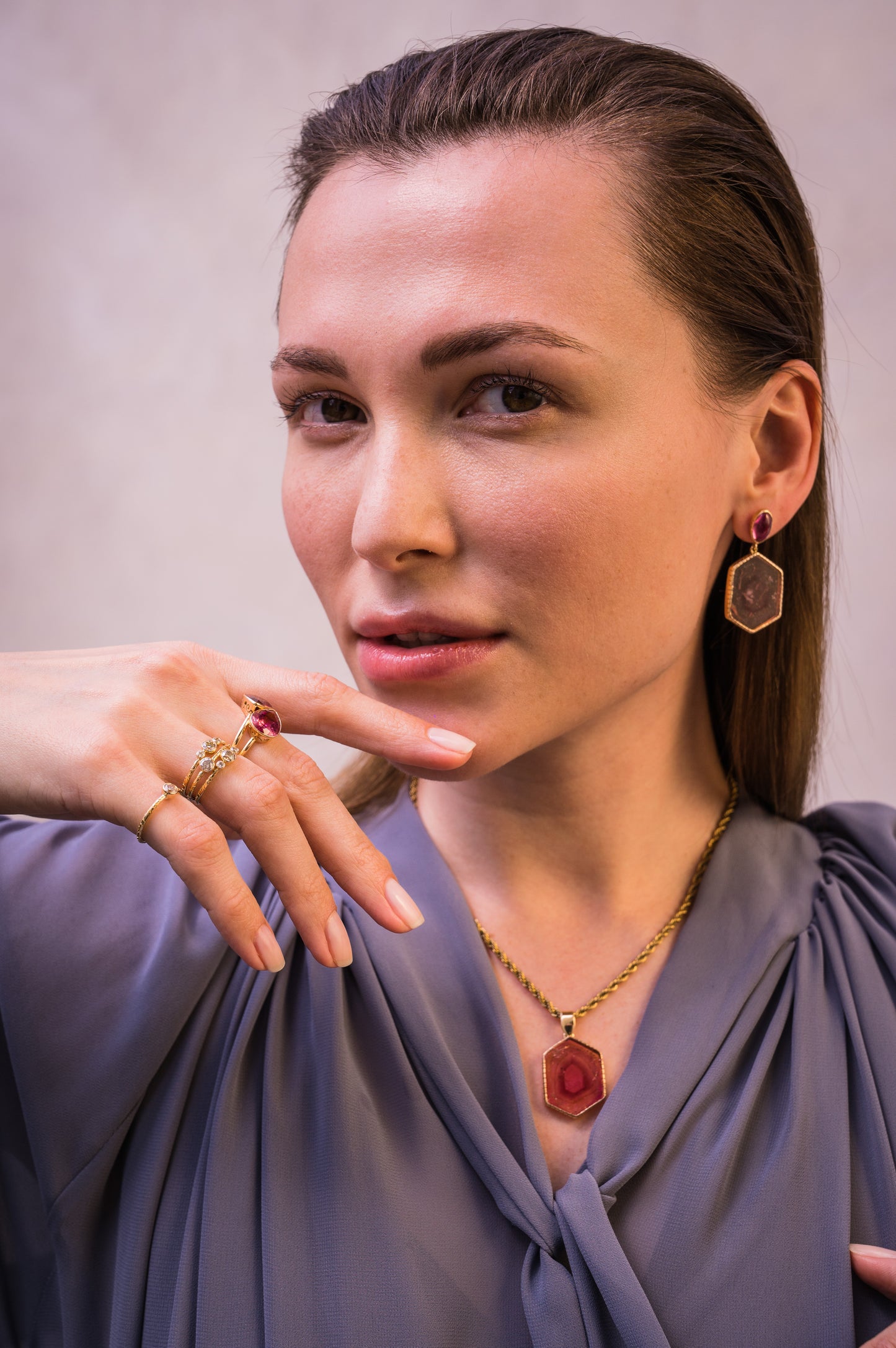 Rubellit Ohrringe 18kt Gold