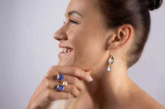 Peacock Aquamarin, Diamant, Saphir 18kt. Gold