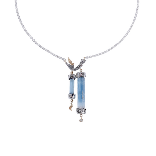 Tree Kette Aquamarin & Diamant | Silber & 18kt Gold