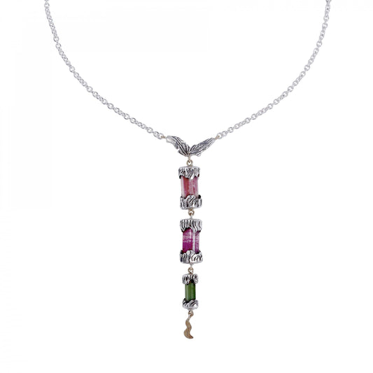 Tree Kette Turmalin Multi | Silber & 18kt Gold