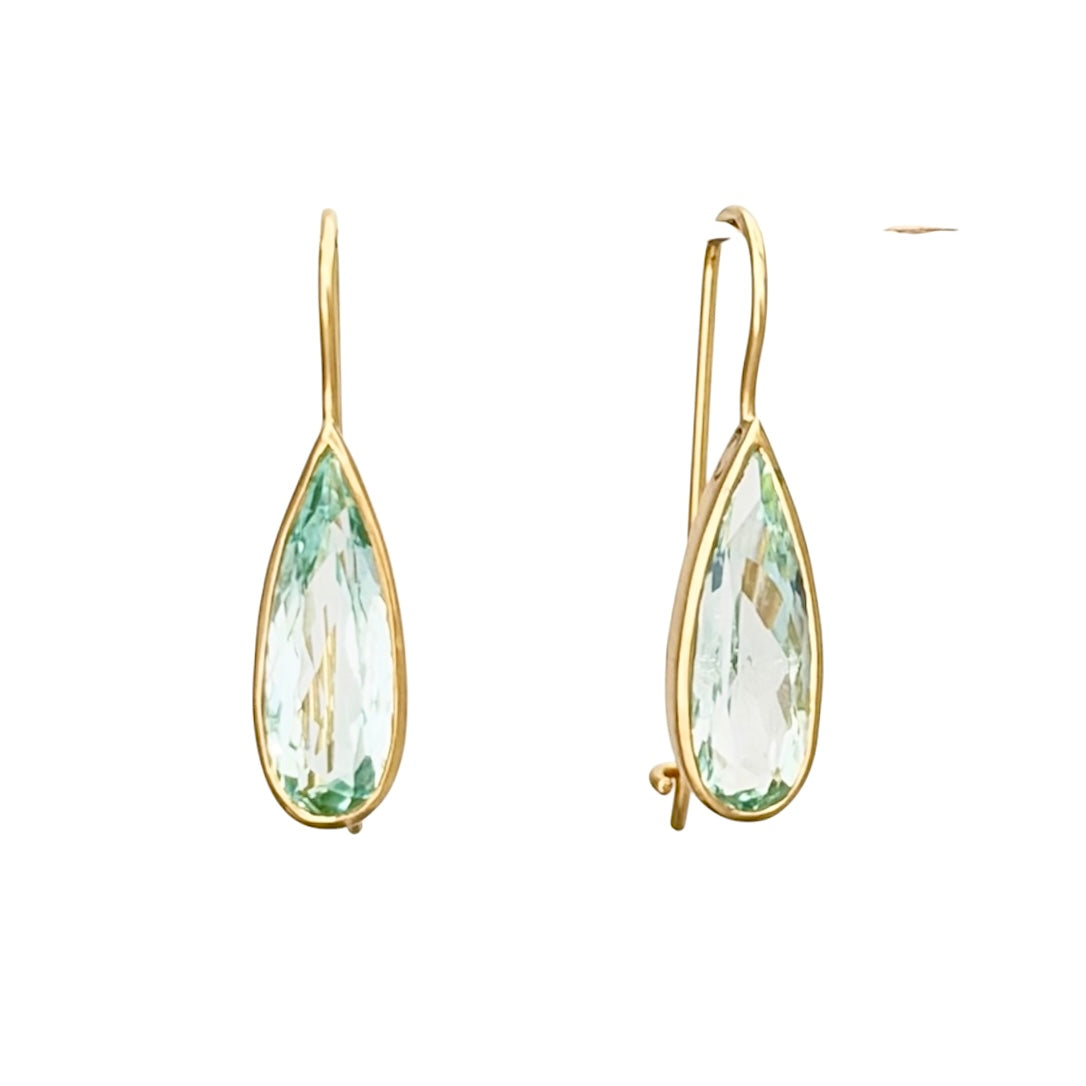 Aquamarin Tropfen 18k Ohrringe
