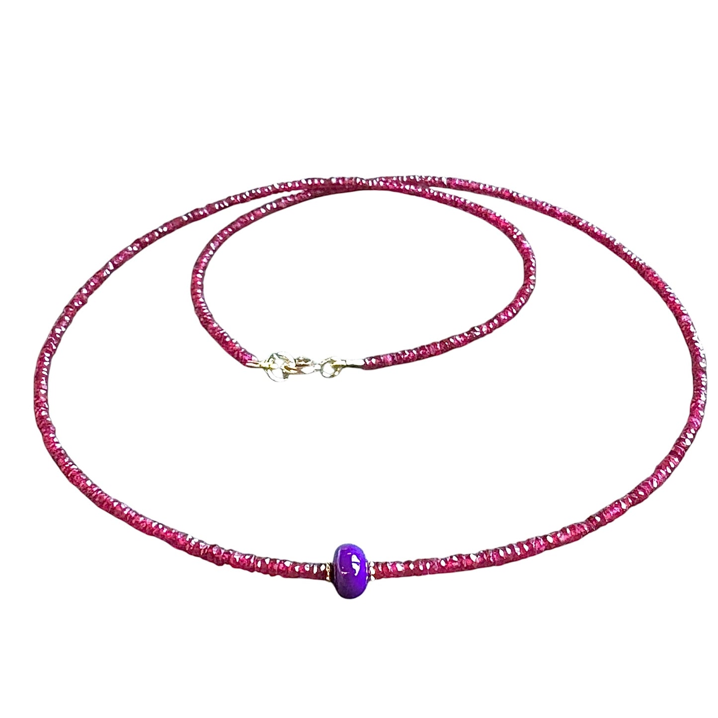 feine Rubin Kette mit Sugilit und Gold