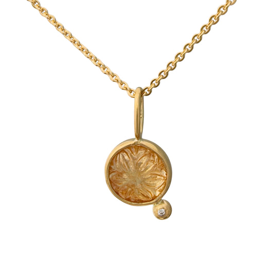Gem gelber Turmalin Anhänger 18kt Gold
