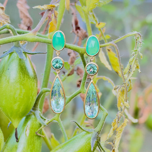 Rainbow Rider Chrysopras 18 kt Ohrringe