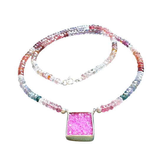 Cobalt Calcit & Spinell Kette