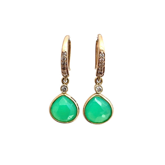 Chrysopras Diamant Ohrhänger 18kt