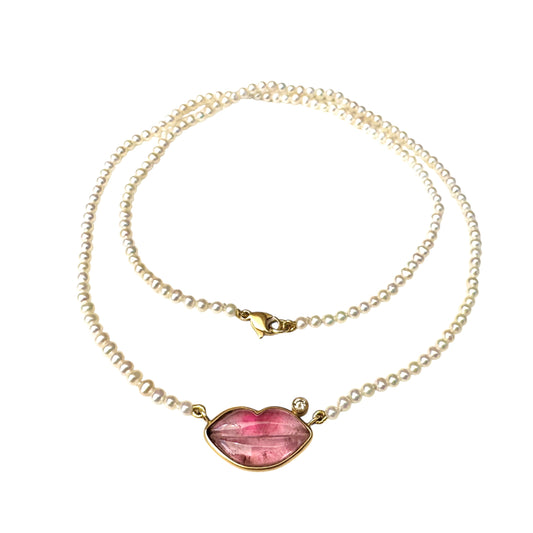 Lip Kette Turmalin Diamant 18kt