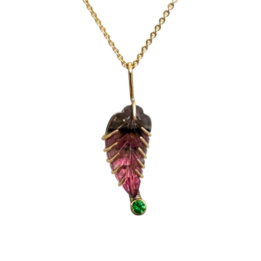 Leaf Turmalin Anhänger ( Bicolor 18kt +Silber)