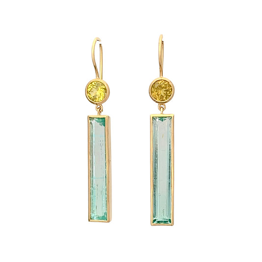 Rainbow Rider Aquamarin & Turmalin 18 Kt Ohrringe