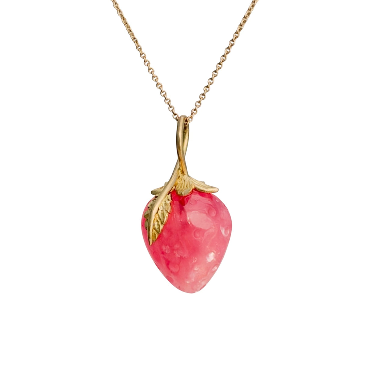 Erdbeere Anhänger 18 kt Gold